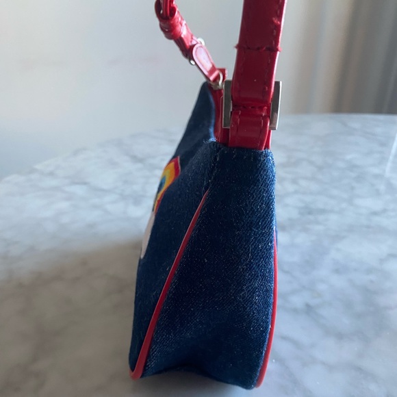 ✨ SOLD ✨Vintage Rare Sanrio Denim Hello Kitty Purse with embroidered rainbow - Picture 5 of 10